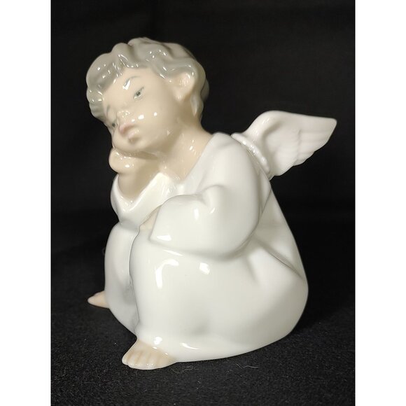 Lladro Thinking Sitting Angel Boy Cherub 4" Figurine #4539, Vintage - Picture 2 of 10